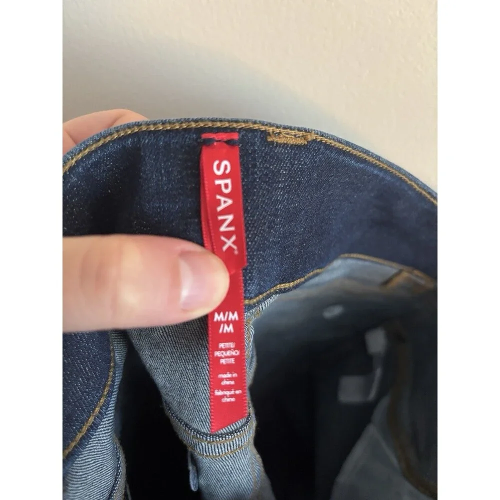 SPANX Womens Medium‎ Pull On Skinny Ankle Jeans Jeggings Pockets Blue Denim